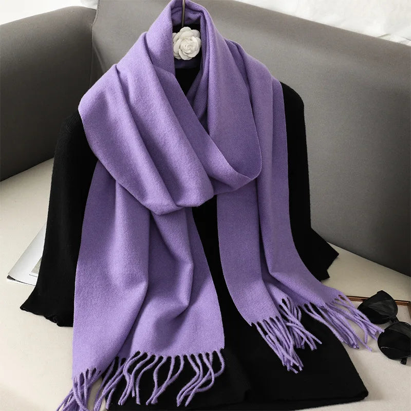 Écharpe d'hiver pour femme – 62 couleurs, écharpe épaisse et luxueuse à franges, coupe-vent et chaude pour l'hiver