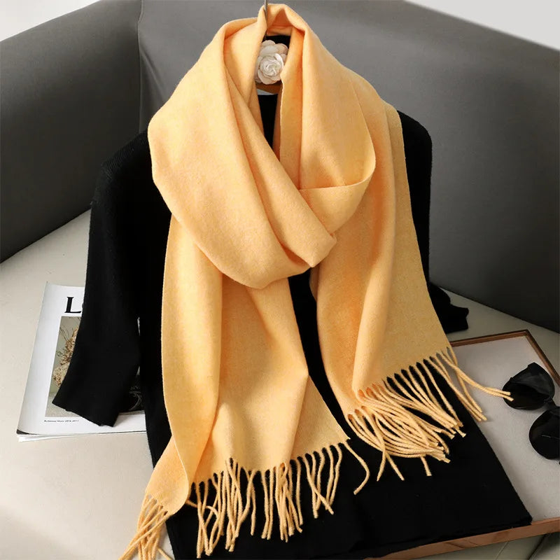 Écharpe d'hiver pour femme – 62 couleurs, écharpe épaisse et luxueuse à franges, coupe-vent et chaude pour l'hiver