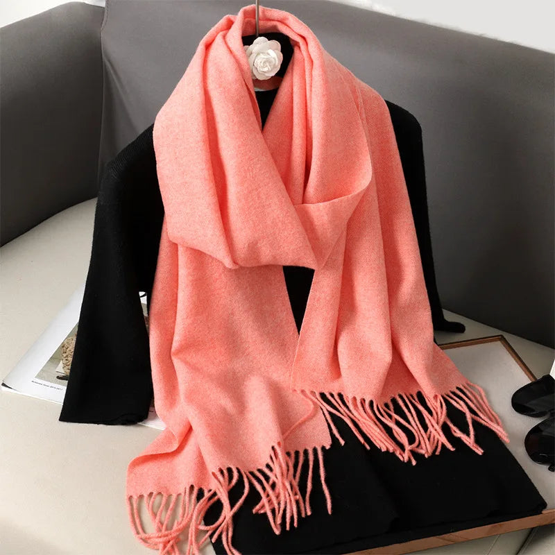 Écharpe d'hiver pour femme – 62 couleurs, écharpe épaisse et luxueuse à franges, coupe-vent et chaude pour l'hiver