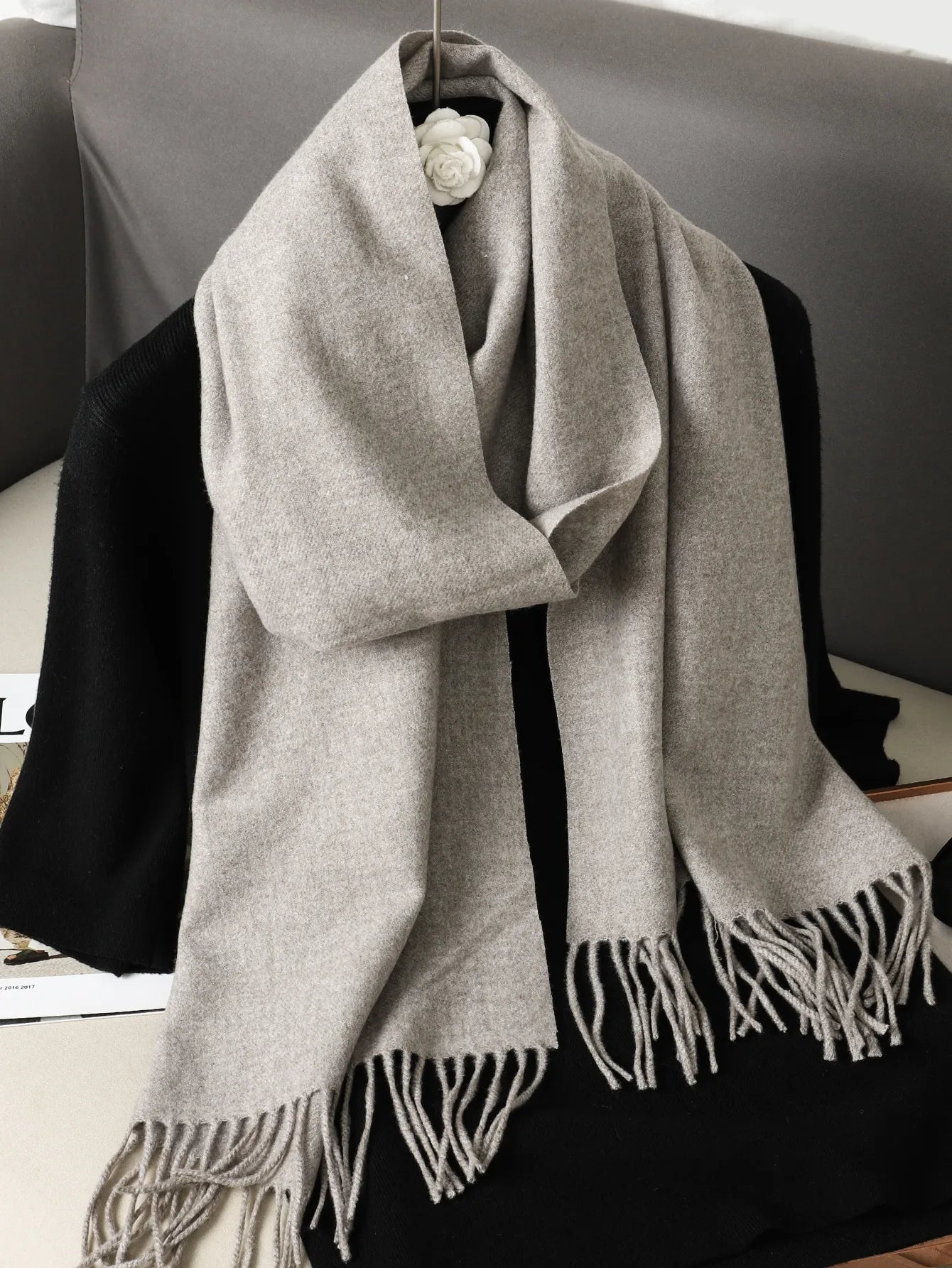 Écharpe d'hiver pour femme – 62 couleurs, écharpe épaisse et luxueuse à franges, coupe-vent et chaude pour l'hiver