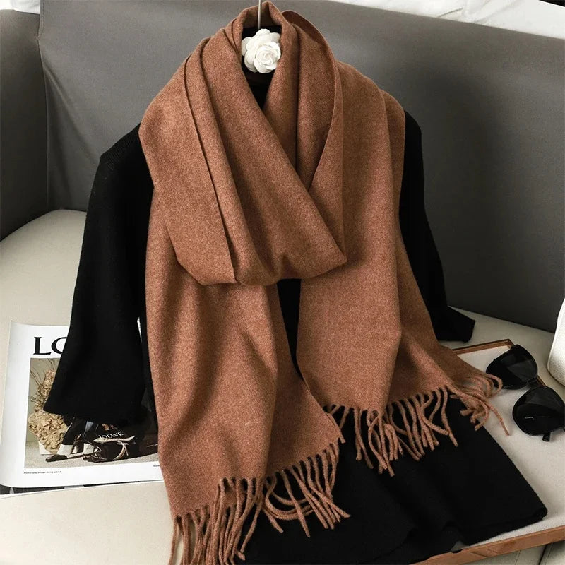 Écharpe d'hiver pour femme – 62 couleurs, écharpe épaisse et luxueuse à franges, coupe-vent et chaude pour l'hiver