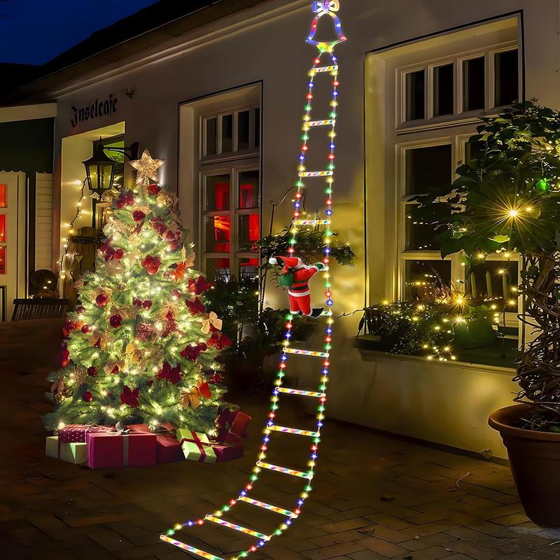 Éclairage de Noël animé sur échelle avec Père Noël grimpant et télécommande