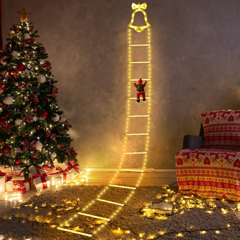 Éclairage de Noël animé sur échelle avec Père Noël grimpant et télécommande
