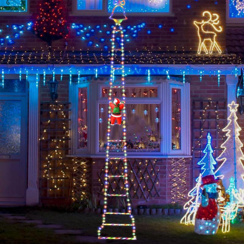 Éclairage de Noël animé sur échelle avec Père Noël grimpant et télécommande