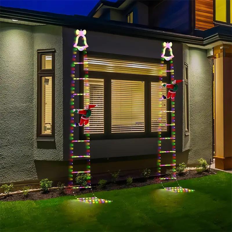 Éclairage de Noël animé sur échelle avec Père Noël grimpant et télécommande