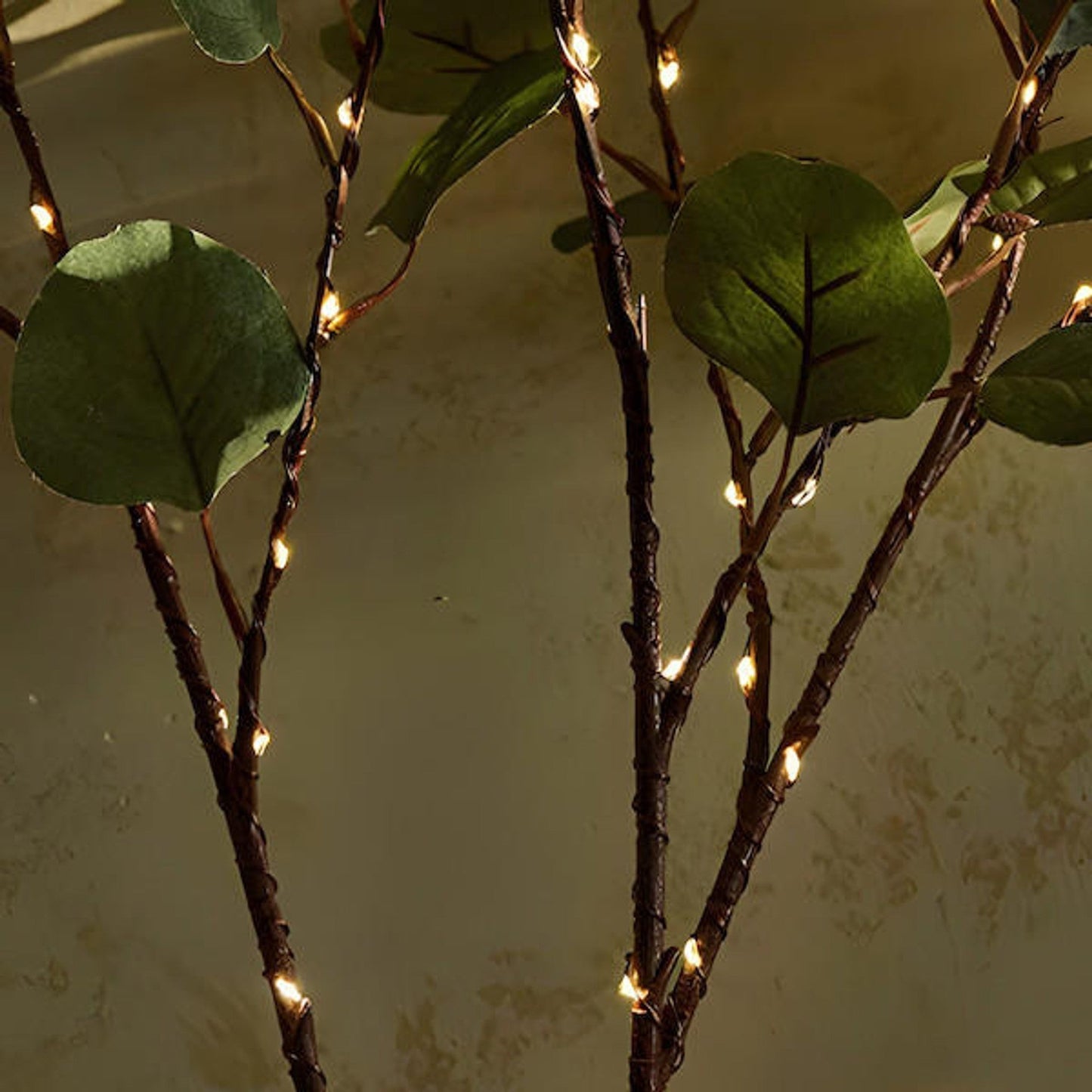 Éclairage LED branche d'olivier 70 cm blanc chaud à piles