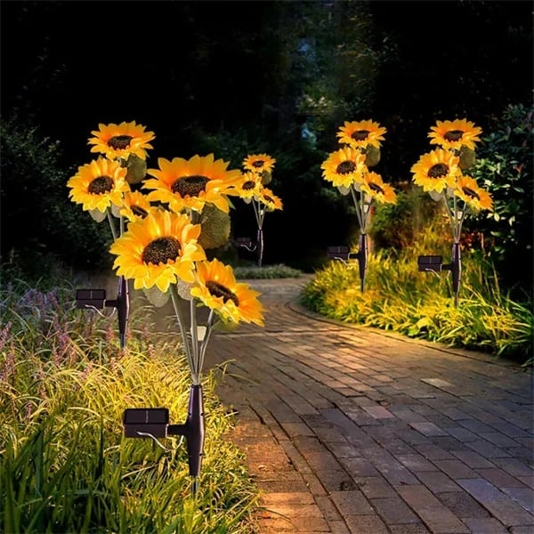 Éclairage solaire de jardin en forme de tournesols
