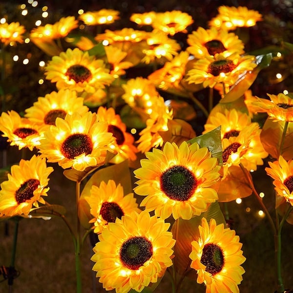 Éclairage solaire de jardin en forme de tournesols