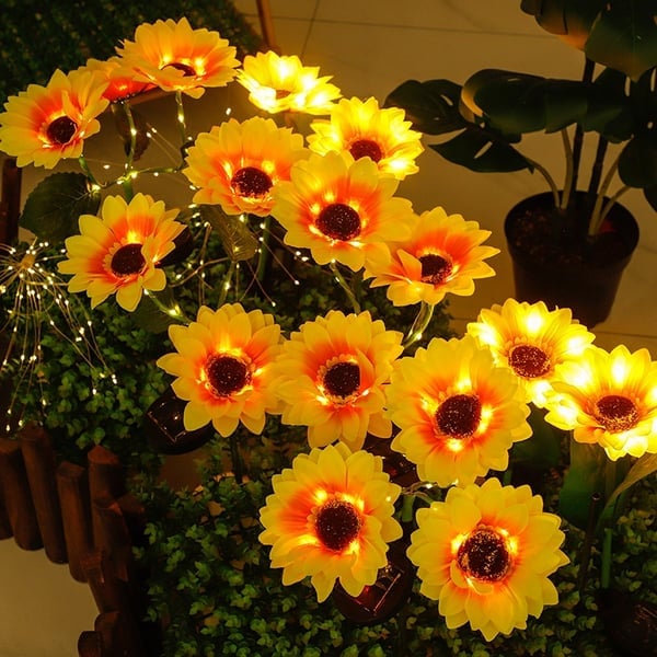 Éclairage solaire de jardin en forme de tournesols
