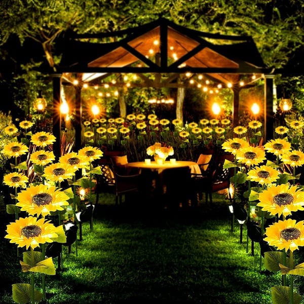 Éclairage solaire de jardin en forme de tournesols