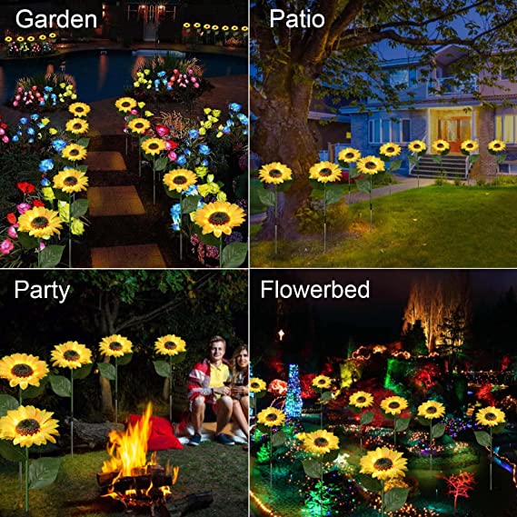 Éclairage solaire de jardin en forme de tournesols