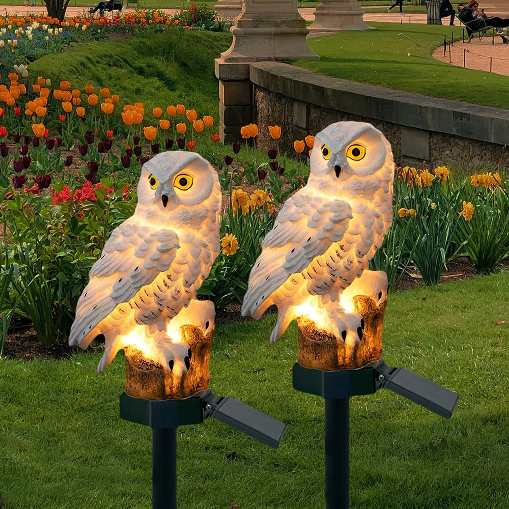 Éclairage solaire LED de jardin en forme de chouette, étanche IP65, décoration à lumière blanc chaud