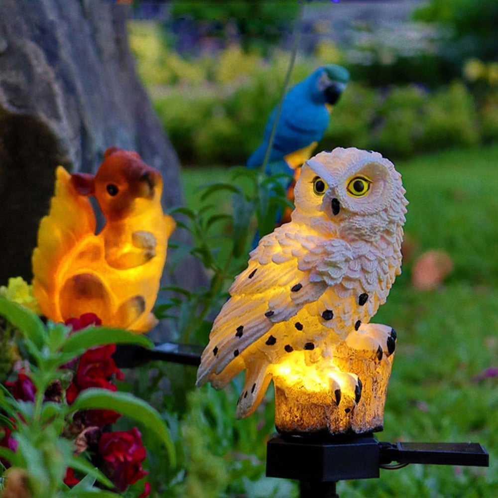 Éclairage solaire LED de jardin en forme de chouette, étanche IP65, décoration à lumière blanc chaud