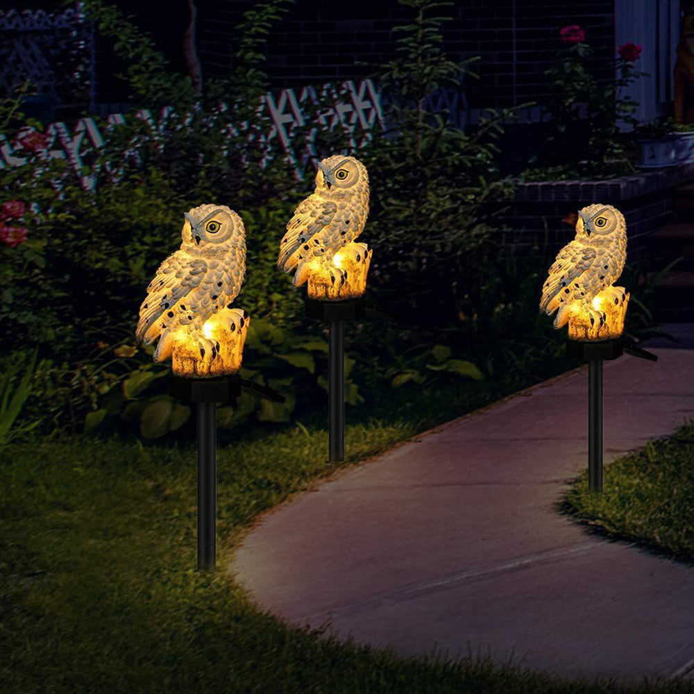 Éclairage solaire LED de jardin en forme de chouette, étanche IP65, décoration à lumière blanc chaud
