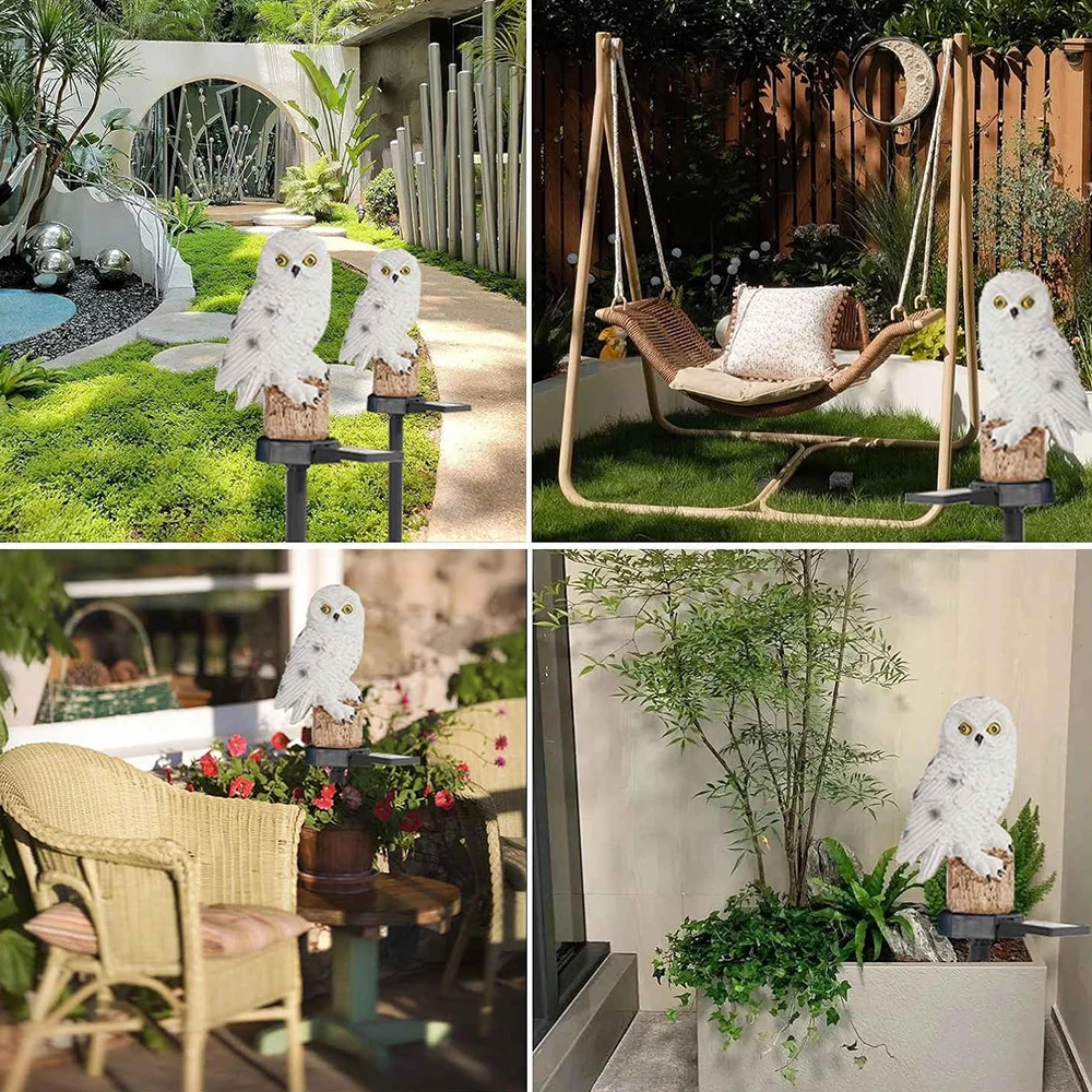 Éclairage solaire LED de jardin en forme de chouette, étanche IP65, décoration à lumière blanc chaud