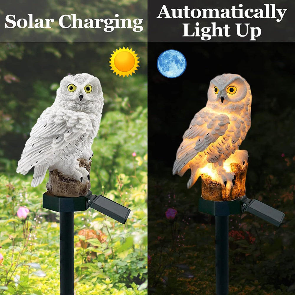 Éclairage solaire LED de jardin en forme de chouette, étanche IP65, décoration à lumière blanc chaud