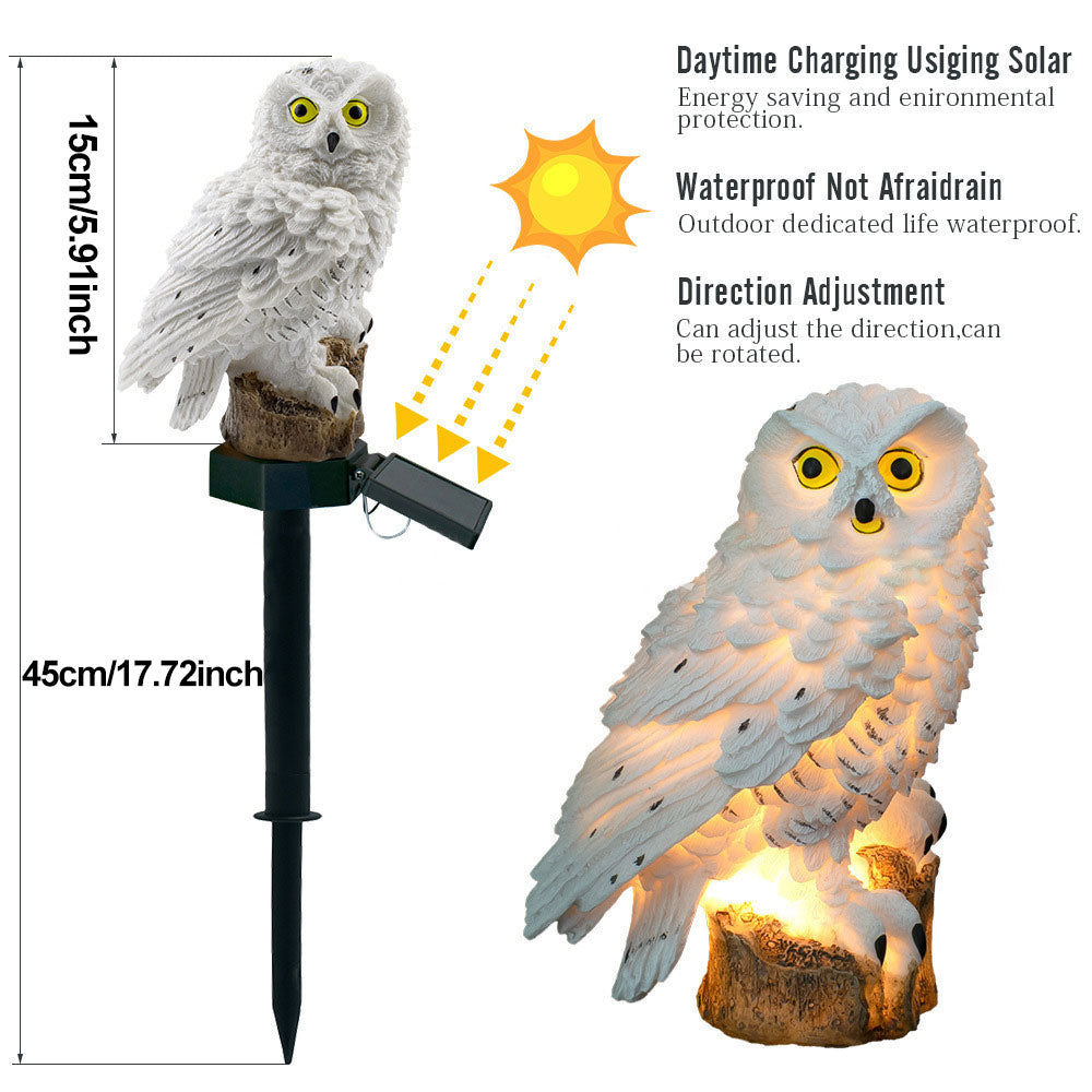 Éclairage solaire LED de jardin en forme de chouette, étanche IP65, décoration à lumière blanc chaud