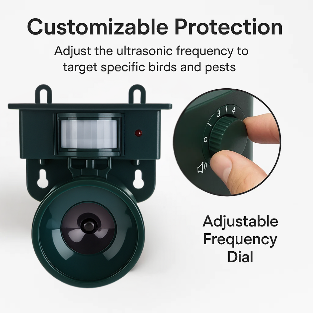 Effaroucheur d'oiseaux solaire avec détecteur de mouvement et alarme sonore