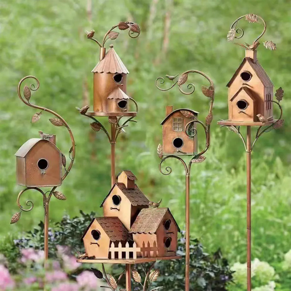 Elegant Birdhouse on a Post for Garden and Patio