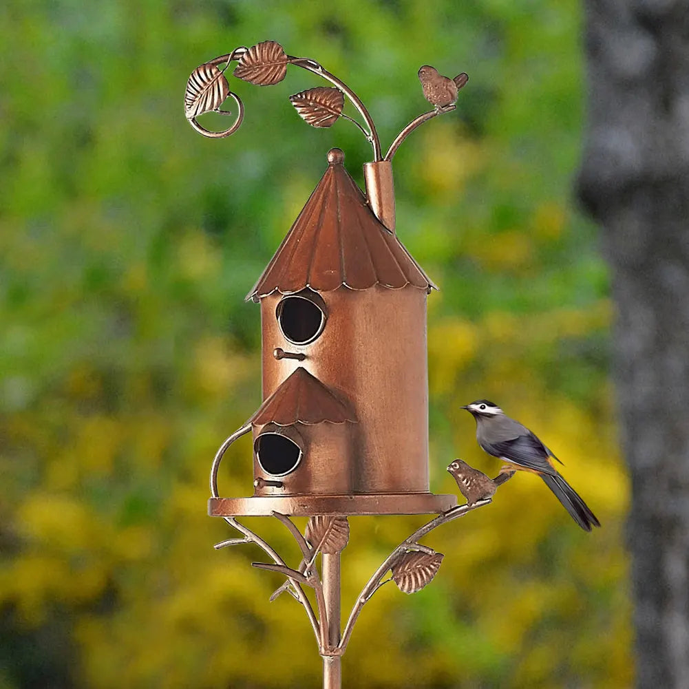 Elegant Birdhouse on a Post for Garden and Patio