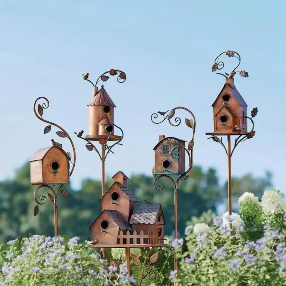 Elegant Birdhouse on a Post for Garden and Patio