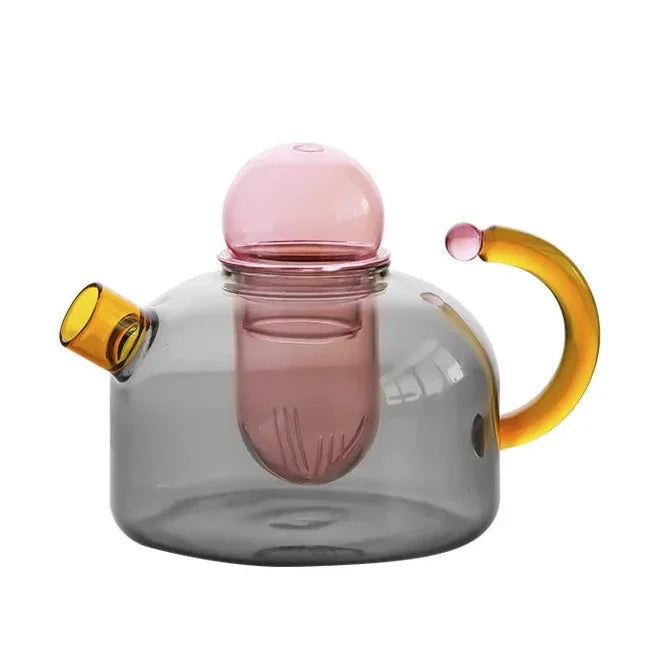 Elegant Borosilicate Tea Set with Unique Design and Vibrant Colors – Dishwasher Safe, 80 ml Mug, 400 ml Teapot