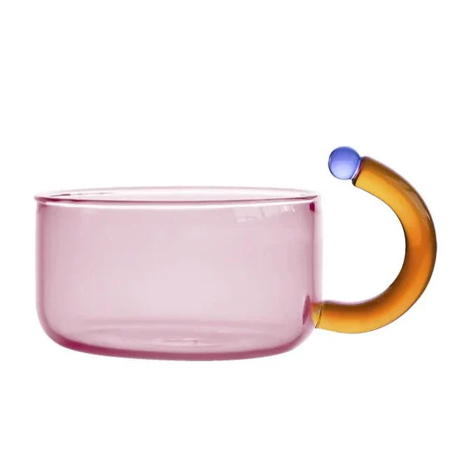 Elegant Borosilicate Tea Set with Unique Design and Vibrant Colors – Dishwasher Safe, 80 ml Mug, 400 ml Teapot