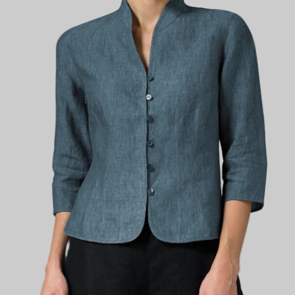 Élégant chemisier pour femme à col montant