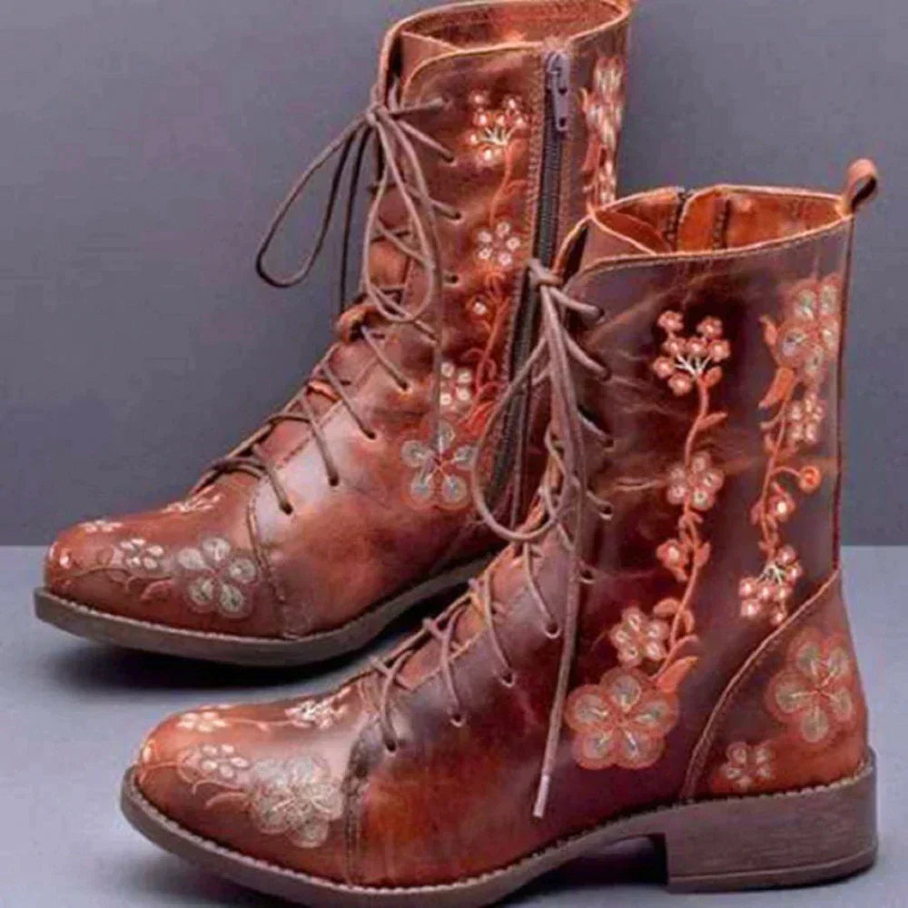 Elegant Lace-Up Wedge Boots