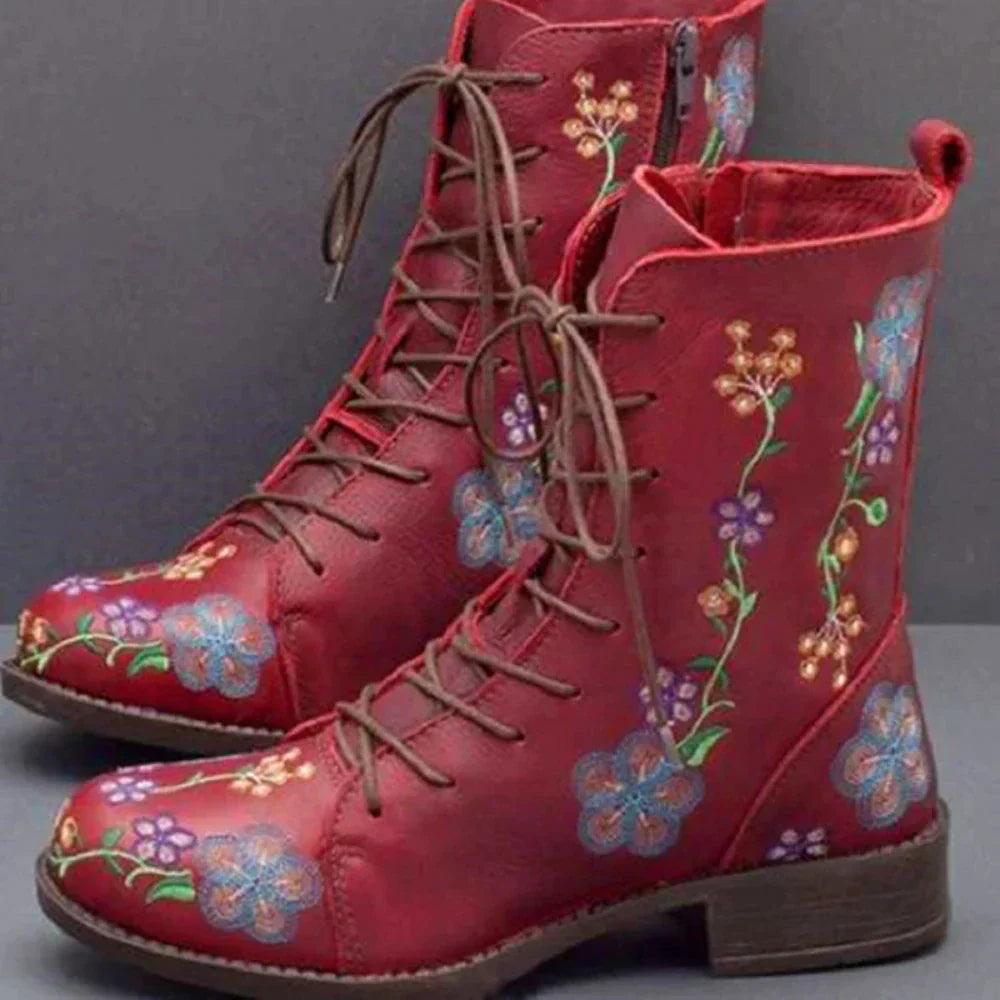 Elegant Lace-Up Wedge Boots