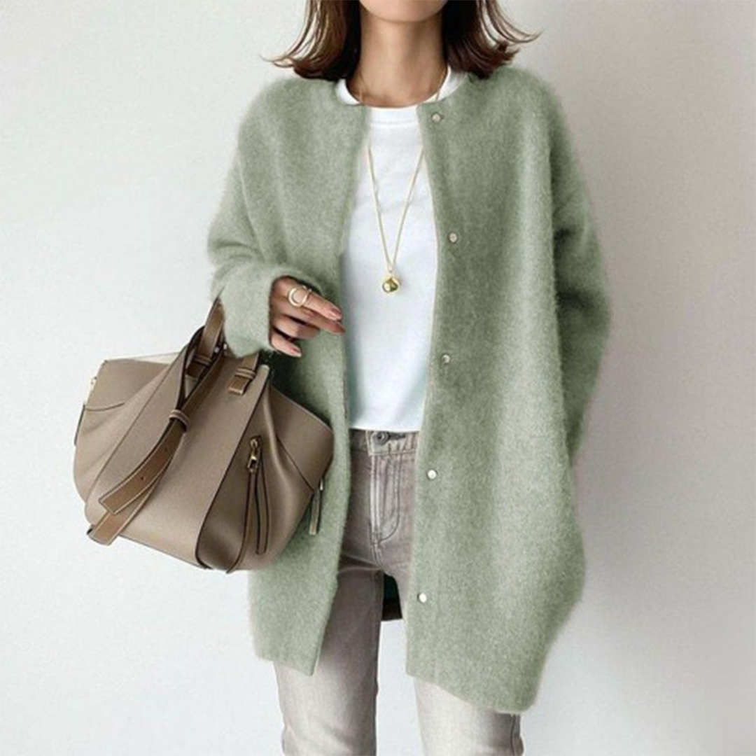 Elegant Long Sleeve Cardigan with Pockets