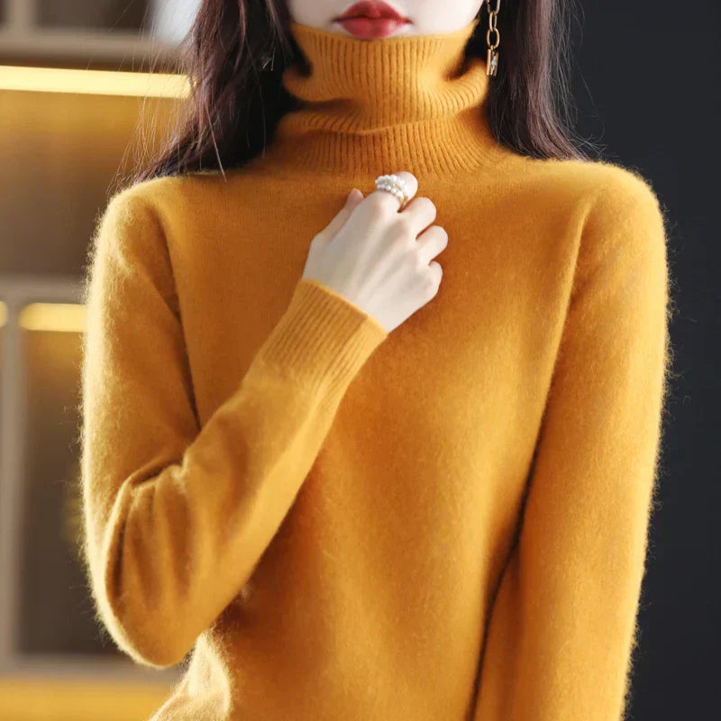 Emma High Neck Pure 100% Cashmere Sweater: for Autumn and Winter