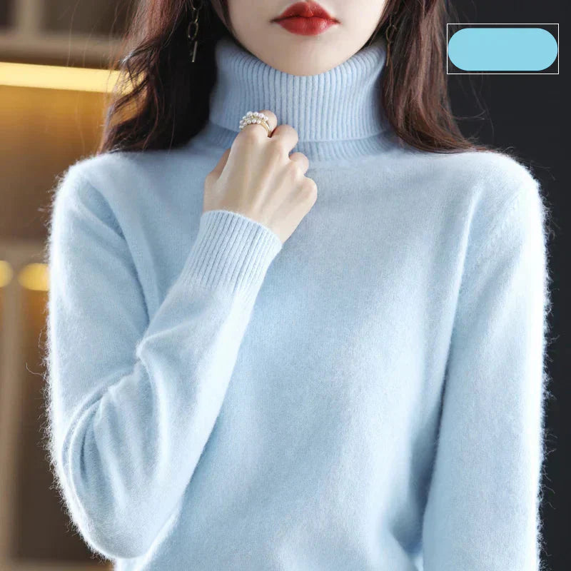 Emma High Neck Pure 100% Cashmere Sweater: for Autumn and Winter