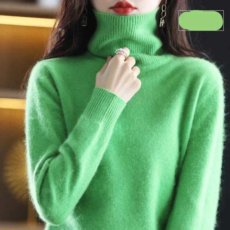 Emma High Neck Pure 100% Cashmere Sweater: for Autumn and Winter