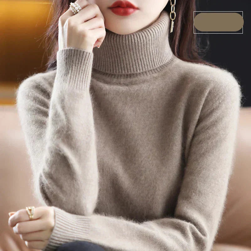 Emma High Neck Pure 100% Cashmere Sweater: for Autumn and Winter