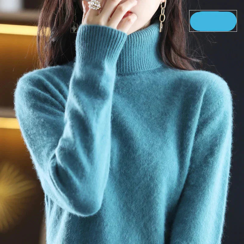 Emma High Neck Pure 100% Cashmere Sweater: for Autumn and Winter