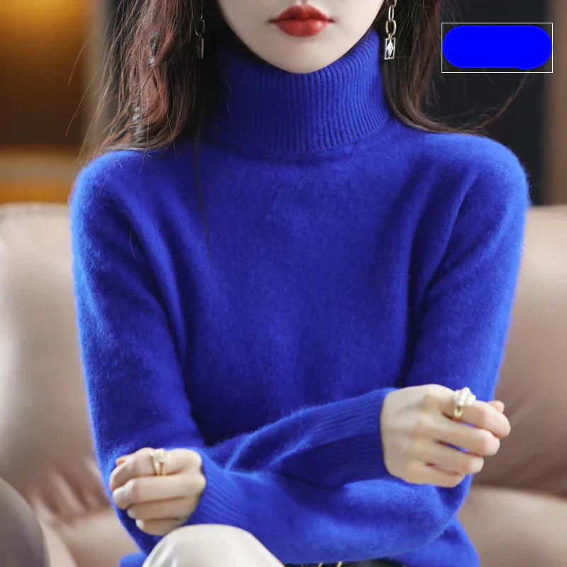 Emma High Neck Pure 100% Cashmere Sweater: for Autumn and Winter