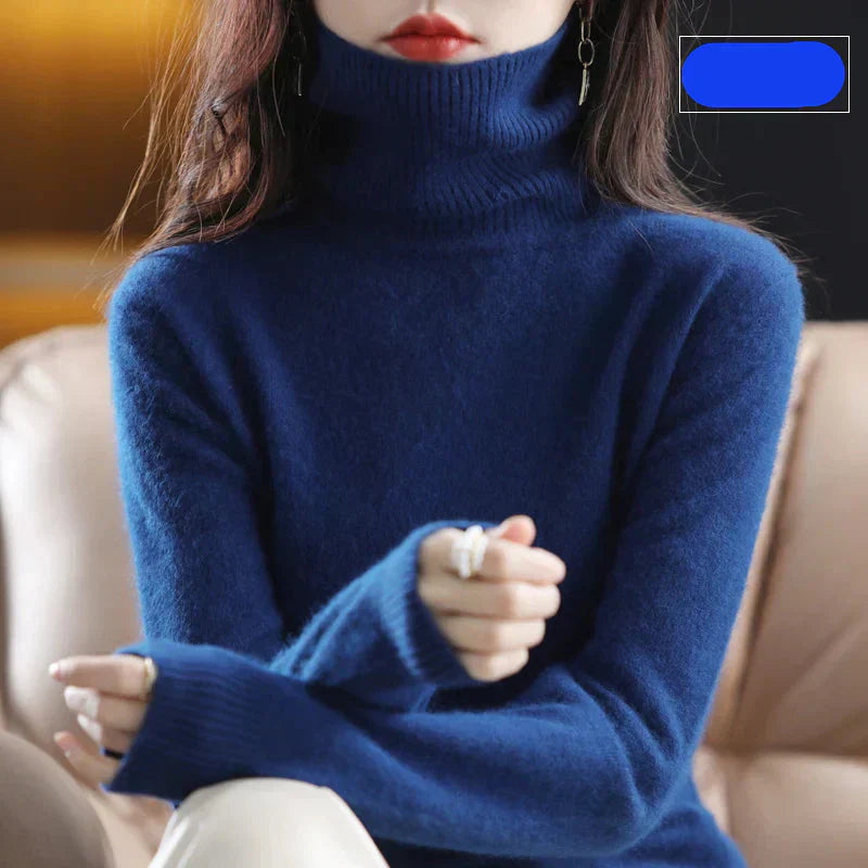 Emma High Neck Pure 100% Cashmere Sweater: for Autumn and Winter