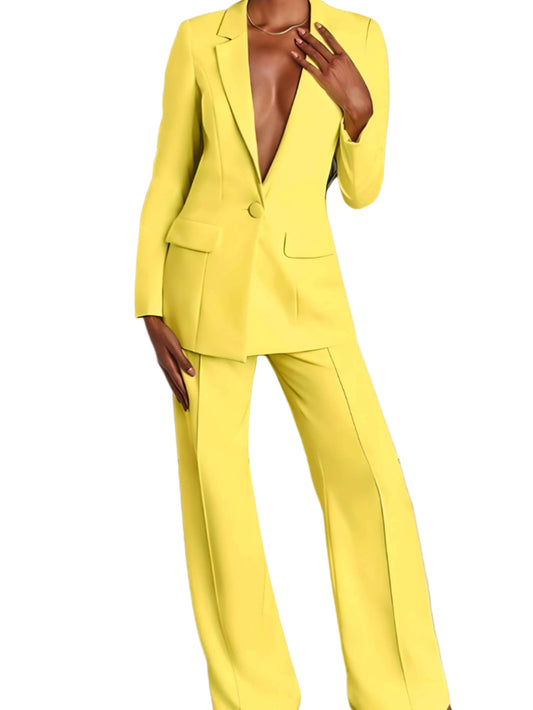 Ensemble 2 pièces pour femme avec blazer chic et pantalon large