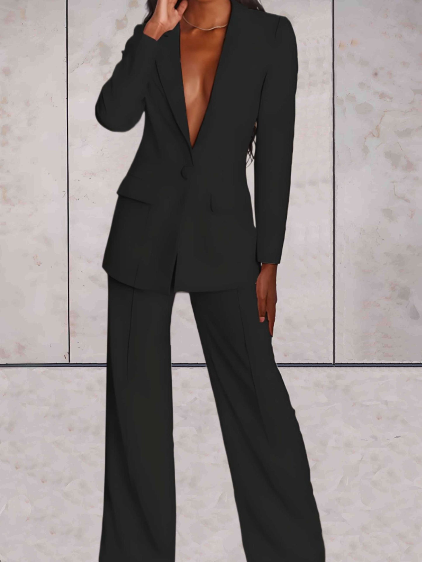 Ensemble 2 pièces pour femme avec blazer chic et pantalon large