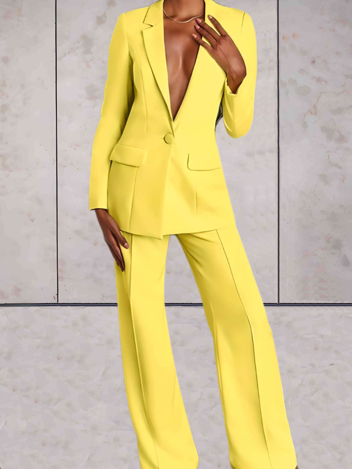 Ensemble 2 pièces pour femme avec veste de tailleur formelle et pantalon large