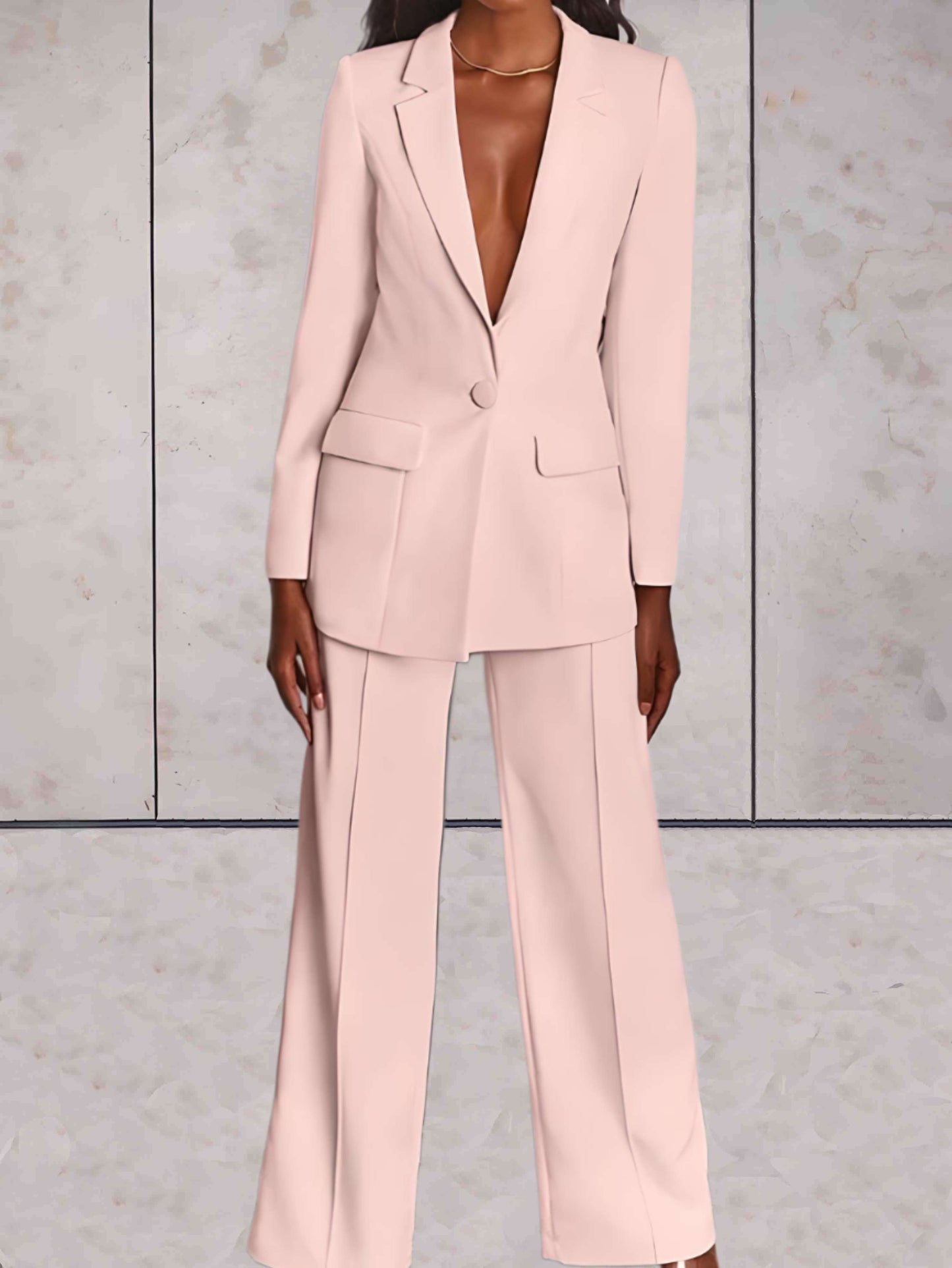 Ensemble 2 pièces pour femme avec veste de tailleur formelle et pantalon large