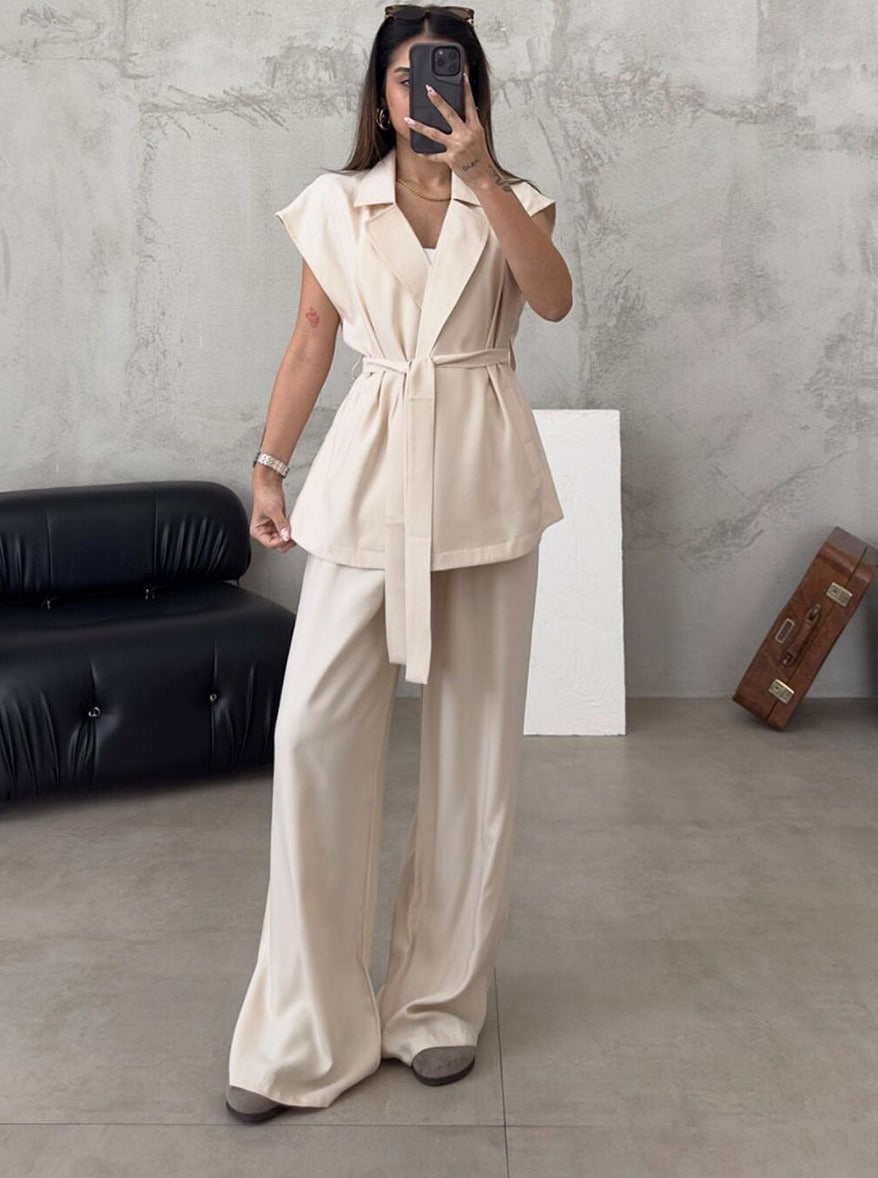 Ensemble casual sur mesure pour femme avec pantalon large et coupe décontractée