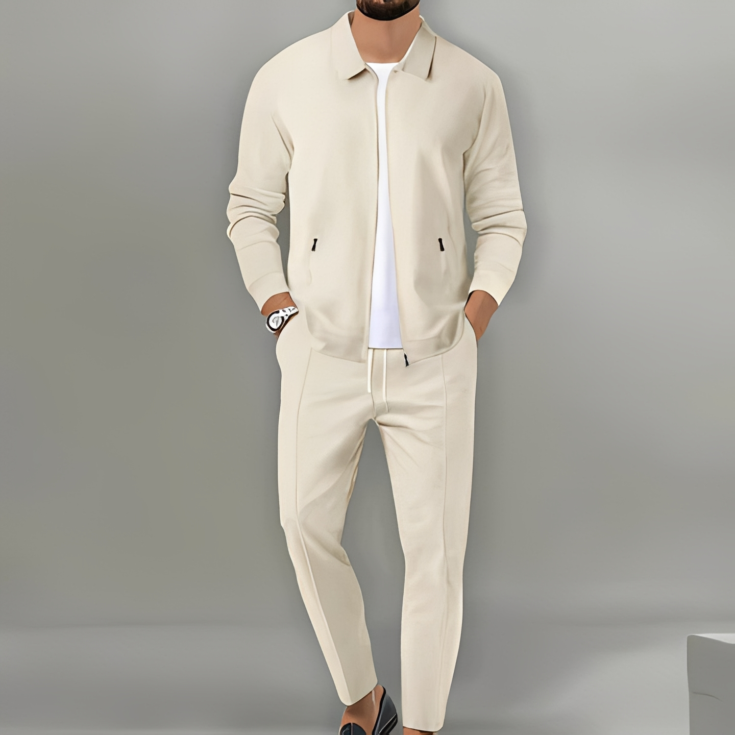 Ensemble costume pour homme avec veste zippée