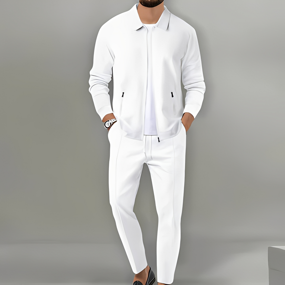 Ensemble costume pour homme avec veste zippée