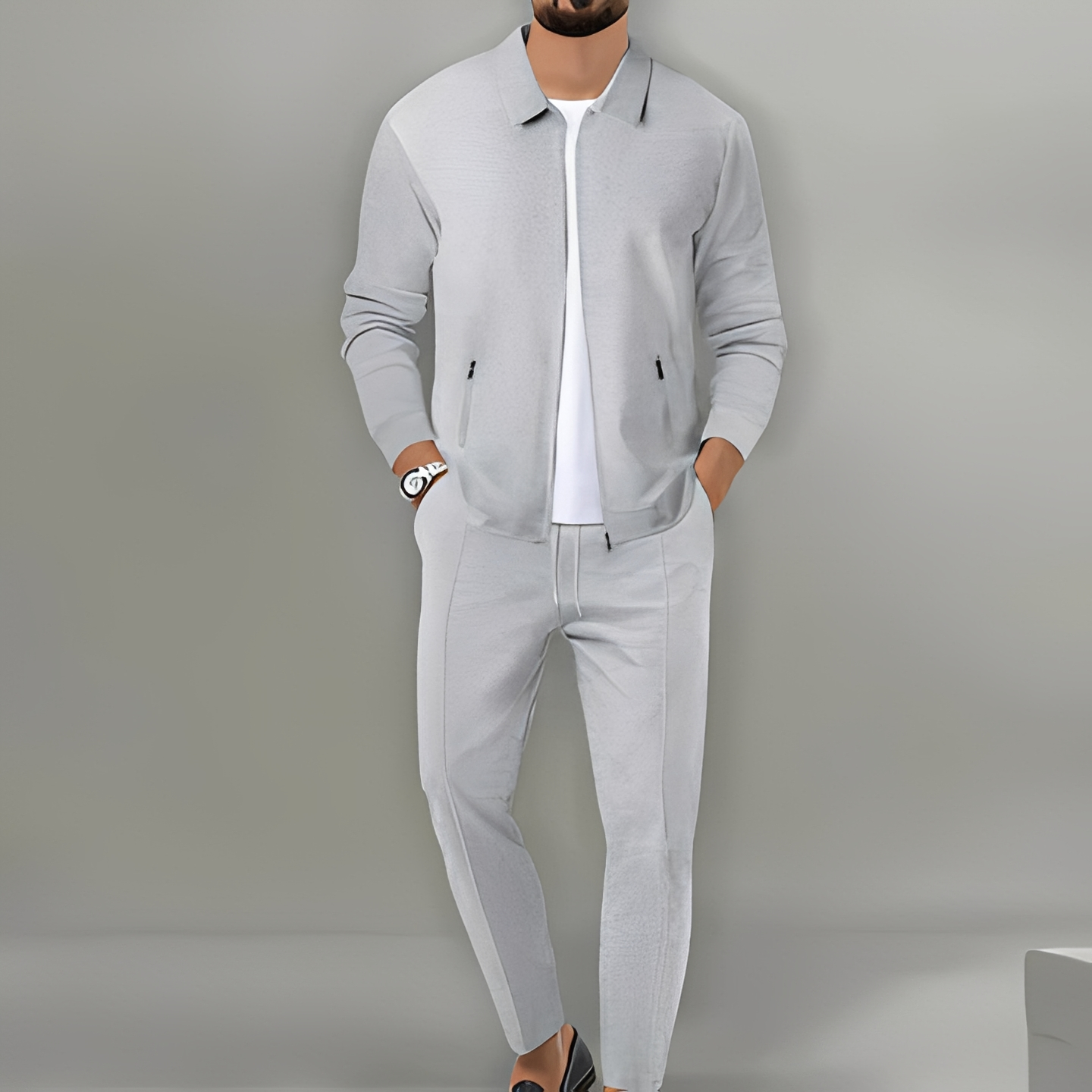 Ensemble costume pour homme avec veste zippée