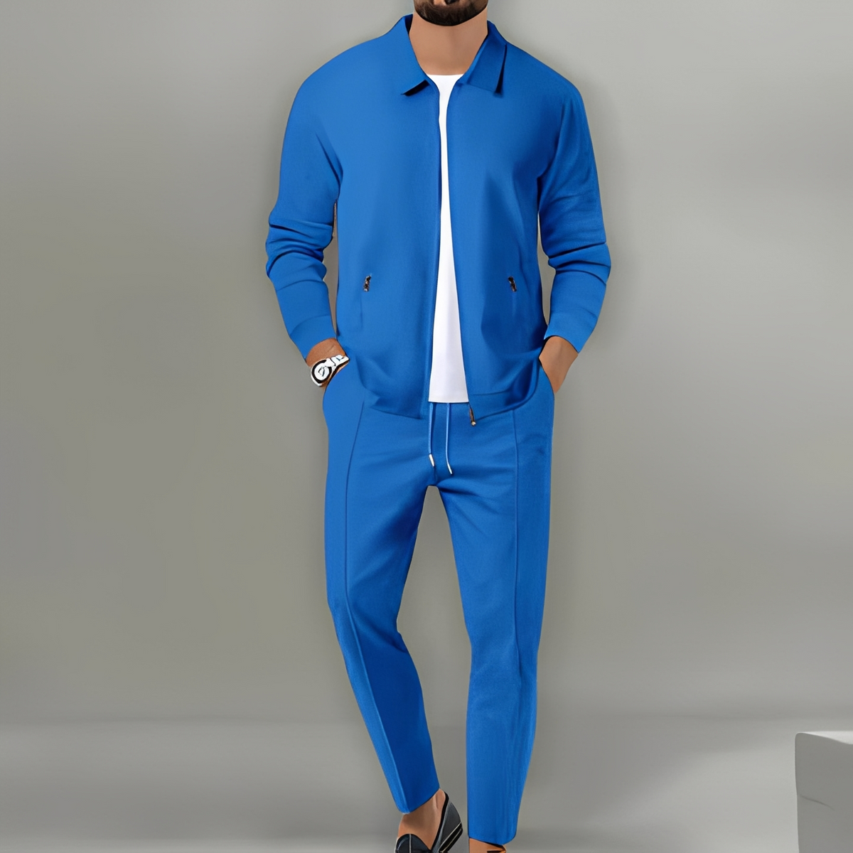 Ensemble costume pour homme avec veste zippée