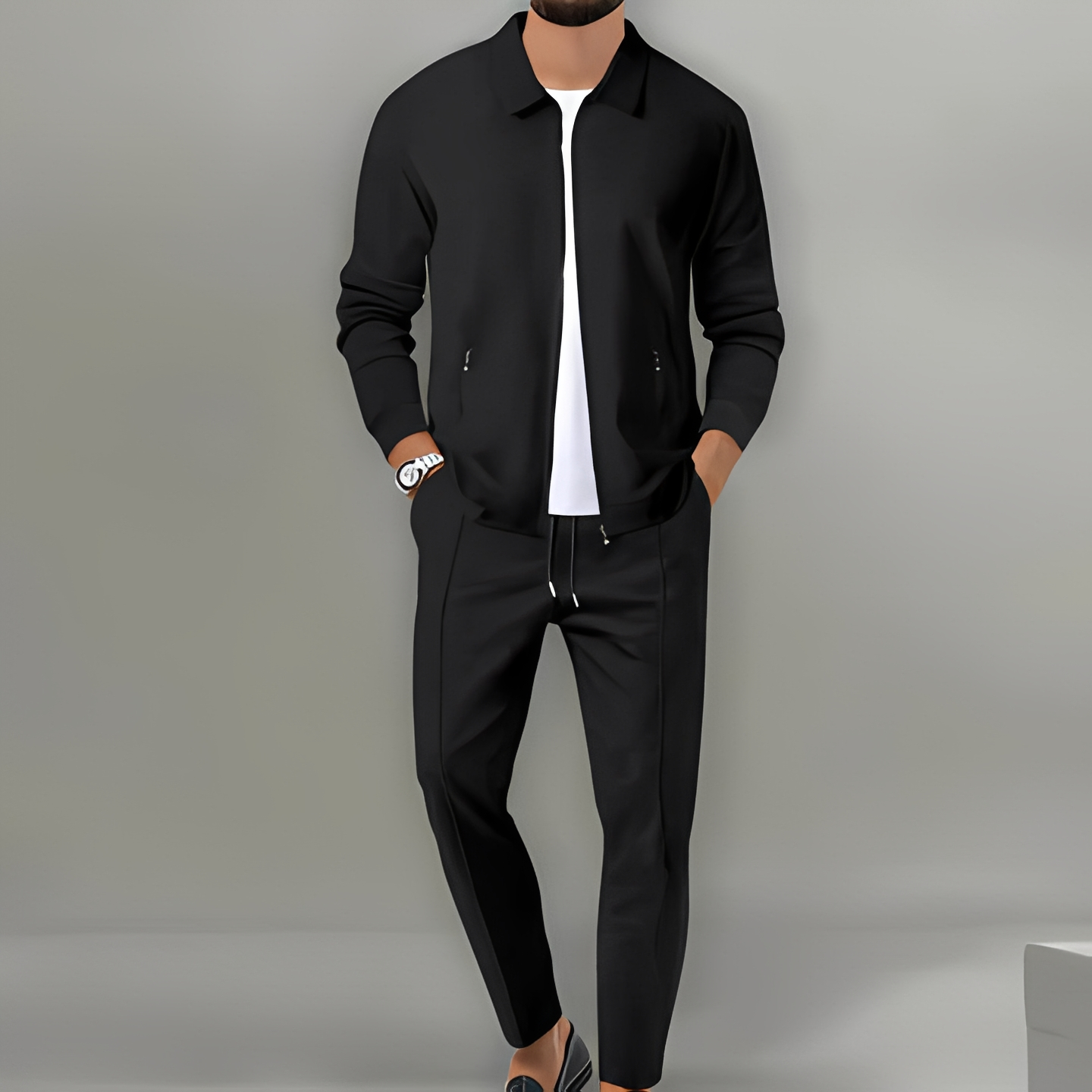 Ensemble costume pour homme avec veste zippée
