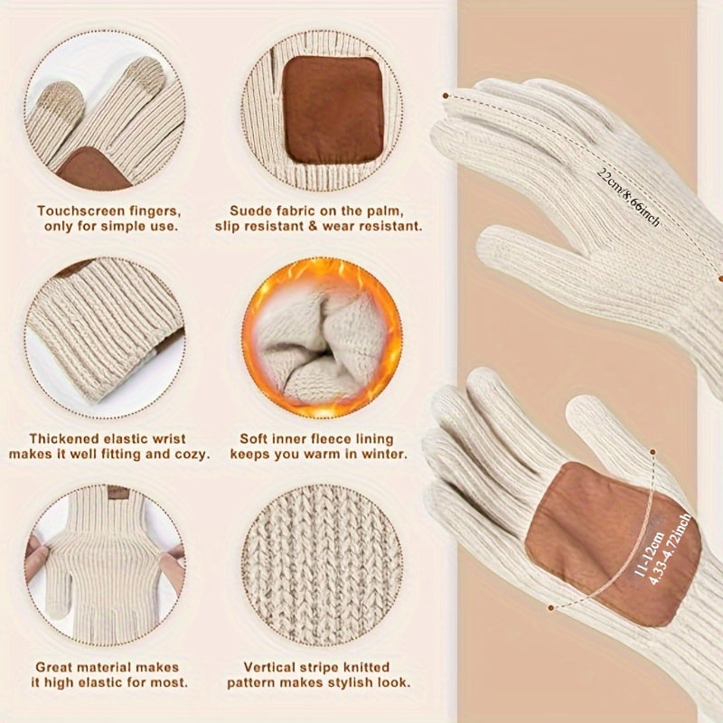 Ensemble d'hiver 3-en-1 – bonnet tricoté chaud, écharpe et gants