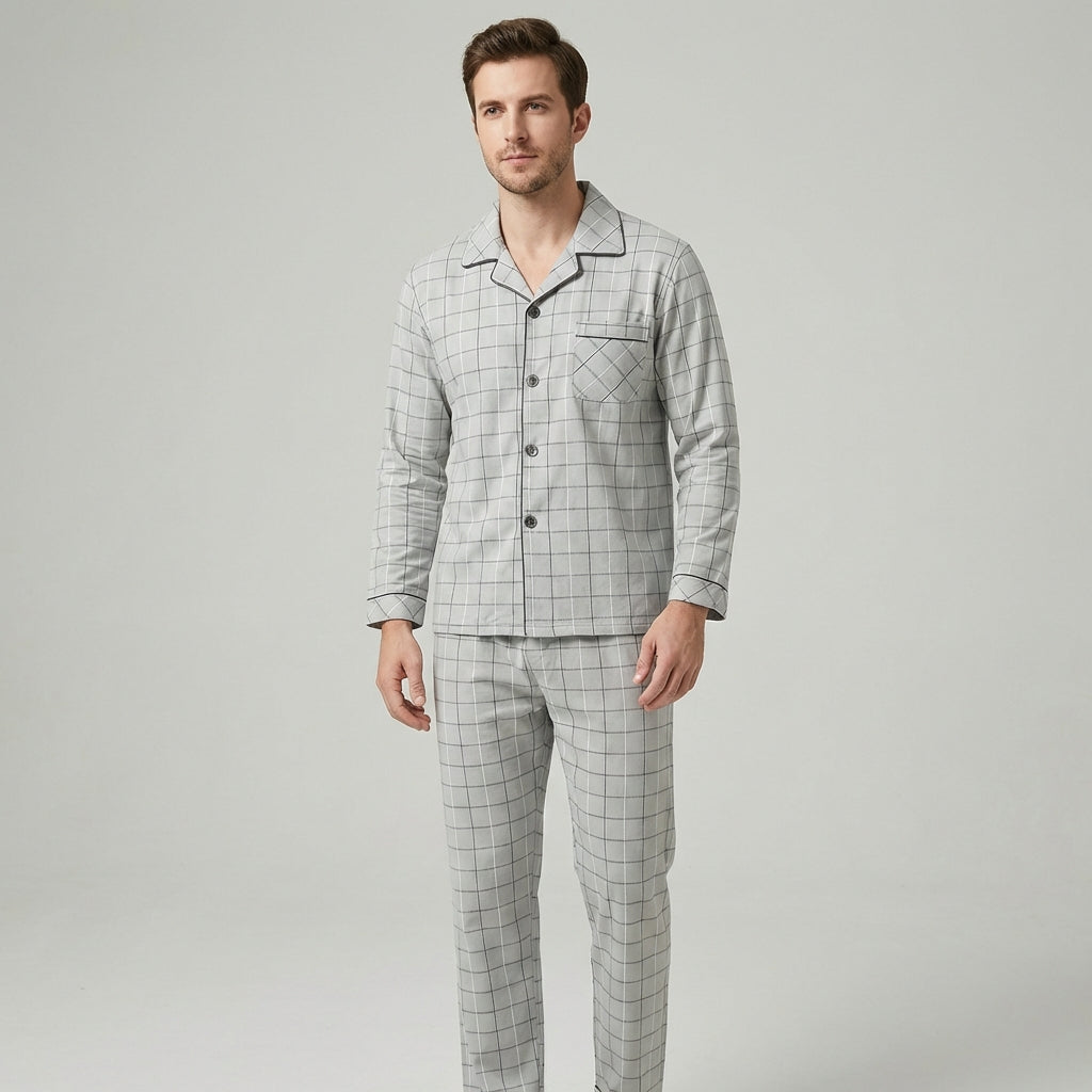 Ensemble d'intérieur à carreaux pour homme